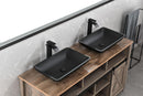 14.38" L -22.25" W -4-3/8 in. H Matte Shell Glass Rectangular Vessel Bathroom Sink in Black with Faucet and Pop-Up Drain in Matte Black