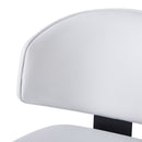 7 Pieces Contemporary Dining Set with Faux Leather Chairs and Metal Legs , Black+White+Natural Wood Finish