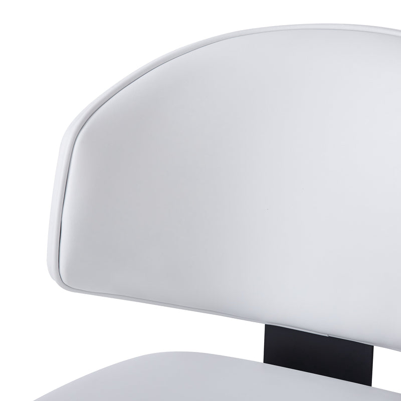 7 Pieces Contemporary Dining Set with Faux Leather Chairs and Metal Legs , Black+White+Natural Wood Finish