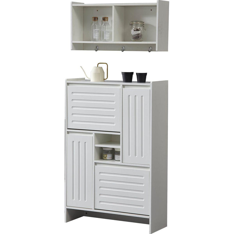 31'Multi-Functional Shoe Cabinet with Wall Cabinet, Narrow Shoe Rack Storage Organizer with 2 Flip Drawers Versatile Side Cabinet for Hallway, Bedroom, Apartment, White