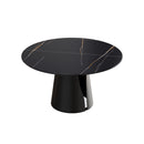 Modern Artificial Stone Round Carbon Steel Base Dining Table, Can Accommodate 6 People - Black by Unique Piece Furniture