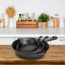 3Pcs Pre-Seasoned Cast Iron Skillet Set 6/8/10in Non-Stick Oven Safe Cookware Heat-Resistant Frying Pan for Frying SautŽing Cooking Baking
