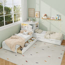 L-Shaped Bed Frame With Trundle, Built In Desk & LED Lighting by HouseOfZazla