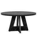 Round Dining Table for 4, 47" Wooden Kitchen Table Farmhouse Dinner Table