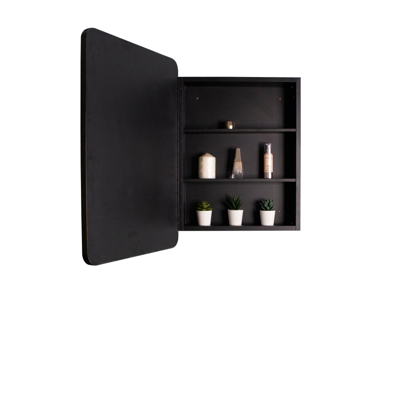 20x28 inch Black Metal Framed Wall mount or Recessed Bathroom Medicine Cabinet with Mirror