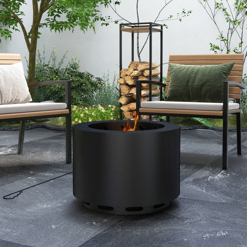 Portable Stainless Smokeless Fire Pit with Poker for Campfire, Backyard Picnic, and Camping
