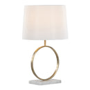 Moon Contemporary Table Lamp in White Marble, Gold Metal and White Shade