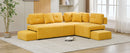 91.73" L-shaped Sofa Sectional Sofa Couch with 2 Stools and 2 Lumbar Pillows for Living Room, Yellow