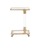 Modern Tempered Glass Side Table Sturdy Metal Base