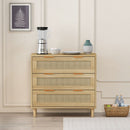 3 Drawer Storage Cabinet With Rattan Drawers For Bedroom, Living Room - Oak by HouseOfZazla