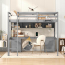Loft Bed With Desk, Cabinets, Drawers, Charging Station And Bedside Tray by HouseOfZazla