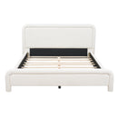 Queen Size Upholstered Platform Bed Frame with Curved Headboard