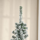 HOMCOM 6' Tall Unlit Snow-Flocked Slim Artificial Christmas Tree