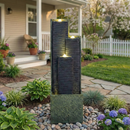 39" H Outdoor Water Fountain Modern Cascading Freestanding Fountain with LED Lights for Garden Patio Porch Lawn by HouseOfZazla