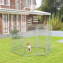 9.2' x 8' x 5.6' Dog Kennel, Outdoor Dog Run with Lockable Door for Medium and Large-Sized Dogs, Silver
