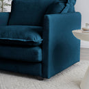 Comfy Deep Single Seat Sofa Upholstered Reading Armchair in Blue Chenille Fabric by HouseOfZazla
