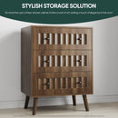 3 Drawer Dresser, Storage Cabinet With Vertical Grooves For Bedroom - Walnut by HouseOfZazla