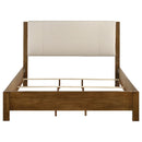 Adderley Eastern King Wood Panel Bed Cream and Warm Brown