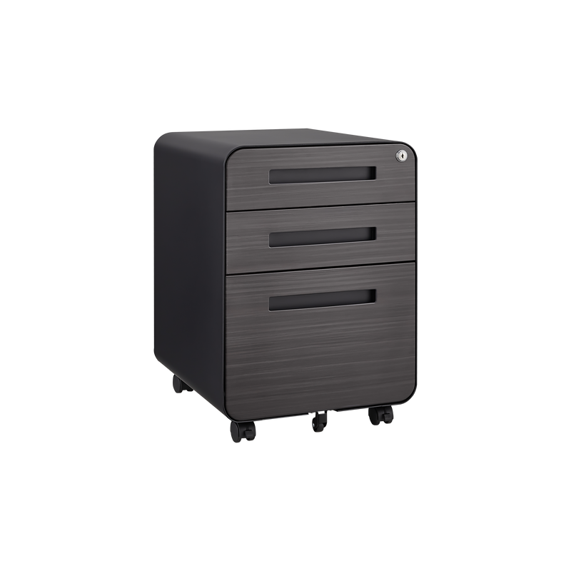 3 Drawer Mobile File Cabinet Under Desk Office,Simple Style Versatile Storage Cabinet for Legal/Letter/A4 Files, 5 Wheel Design Anti-Tilting Cold Rolled Steel Waterproof Moisture-Proof Black