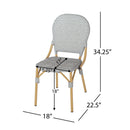 Outdoor Rattan And Aluminum Armless French Bistro Chairs (Set of 2) - Dark Gray