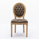 French Style Solid Wood Frame Antique Painting, Hand-Pulled Buckle Decoration Artificial Dining Chair With Nailhead Trim, Wood Legs