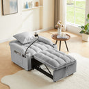 3-in-1 Sofa Bed, Convertible Sleeper Chair Sofa Bed Adjustable Pull Out Sleeper Chair Bed Multi-Pockets Folding Sofa Bed for Living Room Bedroom Small Space (Grey)