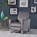 Bolt Upholstered Recliner Chair With Stainless Steel Base - Gray / Chrome by HouseOfZazla