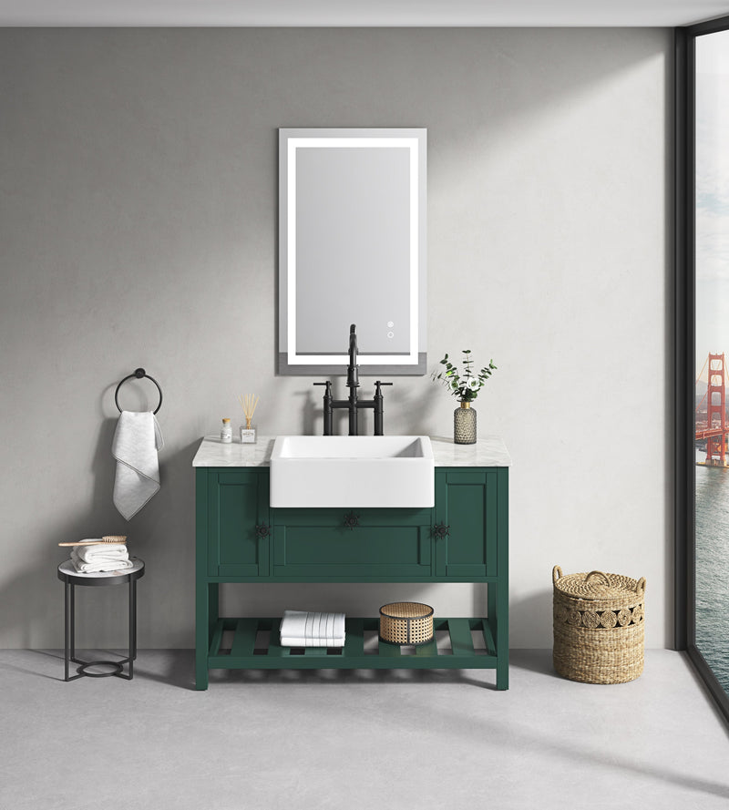 40x24 LED Lighted Bathroom Wall Mounted Mirror with High Lumen+Anti-Fog Separately Control+Dimmer Function