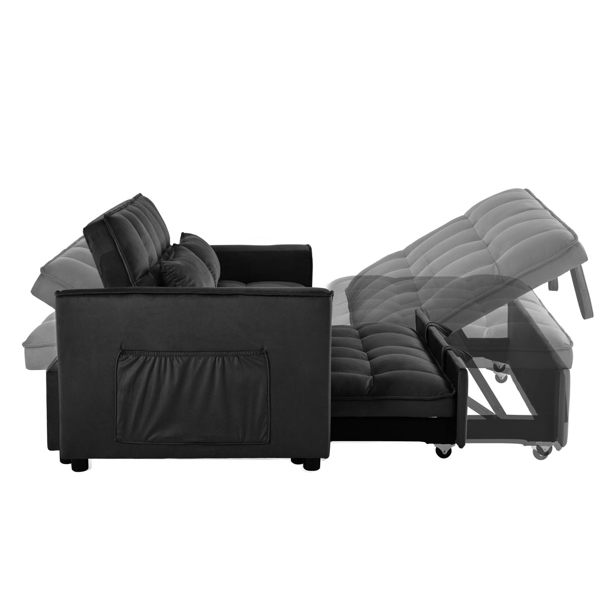3 In 1 Pull Out Couch Convertible Sofa Bed With Reclining Backrest, photo 22 of 35