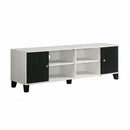 2 Tone TV Stand With Open Shelving And Concealed Storage Living Room Furniture - Black / White by HouseOfZazla