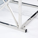 3 Pieces Silver Square Nesting Glass End Tables- Small Coffee Table Set- Stainless Steel Small Coffee Tables with Dark Gray Tempered Glass- 18" Modern Minimalist Side Table for Living Room (Curve)