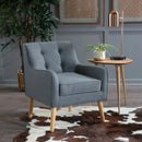 Modern Arm Chair With Tufted Back and Wooden Legs