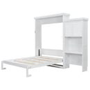 Queen Size Murphy Bed With Louvered Design And Multiple Storage Shelves - White by HouseOfZazla