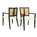 Mid Century Modern Arm Dining Chair Set With Rattan Backrest by HouseOfZazla