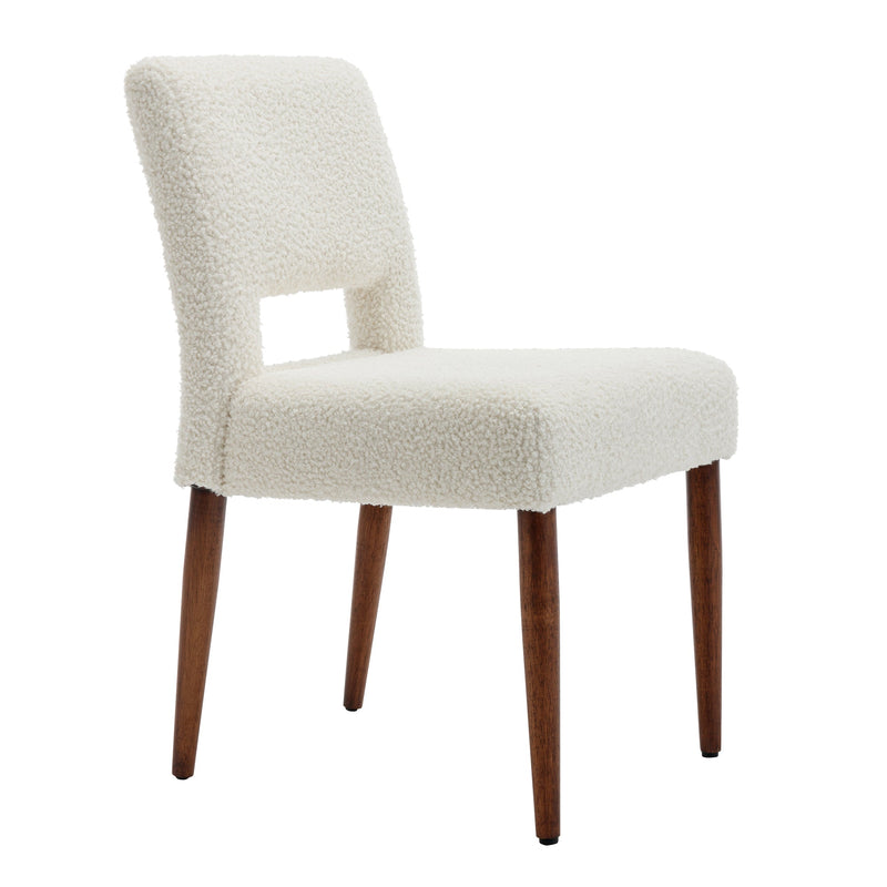 Accent Chairs Set of 2, Boucle Chairs with Solid Woood, Upholstered Dining Chairs for Living Room, Kitchen, Bedroom, Beauty Room,Dining room-Cream