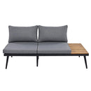 6-Piece Outdoor Sectional Sofa Set with Round Nesting Coffee Tables and Seating Sofa with Cushions for Patio, Porch and Garden (Grey)