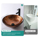 Vessel Bathroom Sink With Pop Up Drain, Round Bowl For Vanity Smooth - Brown by HouseOfZazla