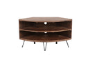 Fan Shape Reclaimed Wood Corner Media Table For Living Room Wise Use Your Space - Natural by HouseOfZazla