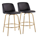 Toriano - Contemporary, Fixed Height Counter Stool With Swivel With Round Footrest (Set of 2) by HouseOfZazla