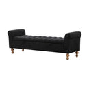 Modern Upholstered Storage Bench With Rolled Armrests]
