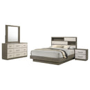 4 Piece Queen Bedroom Set With Built In Storage And Mirror - Oak by HouseOfZazla