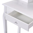 Vanity Table Set with Cushioned Stool with 360¬∞ Rotating Oval Mirror and Three Drawers-White by LJGDeals