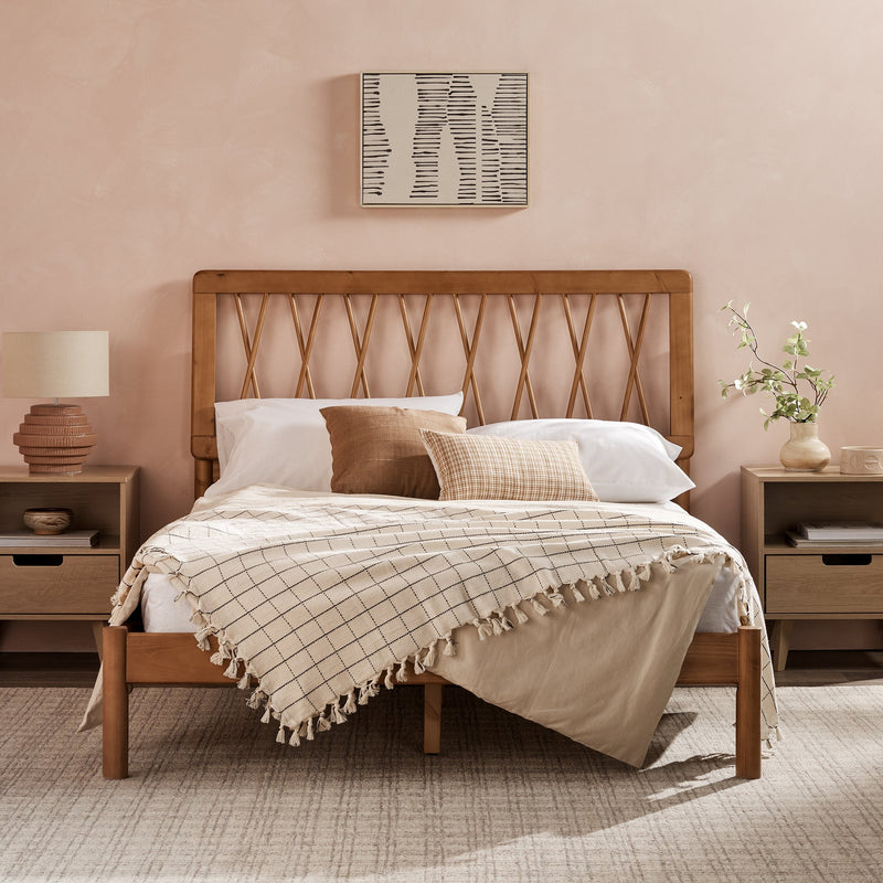 Cama X Spindle Mid-Century Modern Solid Wood Bed