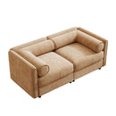 Stylish Camel Chenille 2-Seater Sofa with Storage Seat and Cylindrical Backrest