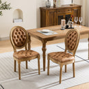 French Style Solid Wood Frame Antique Painting, Hand-Pulled Buckle Decoration Artificial Dining Chair With Nailhead Trim, Wood Legs by HouseOfZazla
