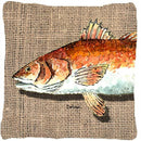 Red Fish Decorative Throw Pillow 14x14 Indoor Outdoor Accent Cushion, Fabric Cover with Insert for Sofa, Bed, Porch & Living Room