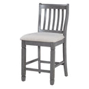 5-Piece Counter Height Dining Table Set in 2 Table Sizes with 4 Folding Leaves and 4 Upholstered Chairs for Dining Room (Gray+Beige Cushion)