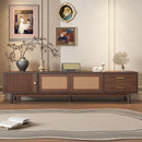TV Stand For 80" TVs With Sliding Doors And Drawers, Accent Storage Unit - Dark Brown by HouseOfZazla