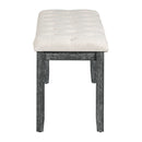 6-Piece Retro Rectangular Dining Table Set, Table with Unique Legs and 4 Upholstered Chairs & 1 Bench for Dining Room and Kitchen (Gray Wash)