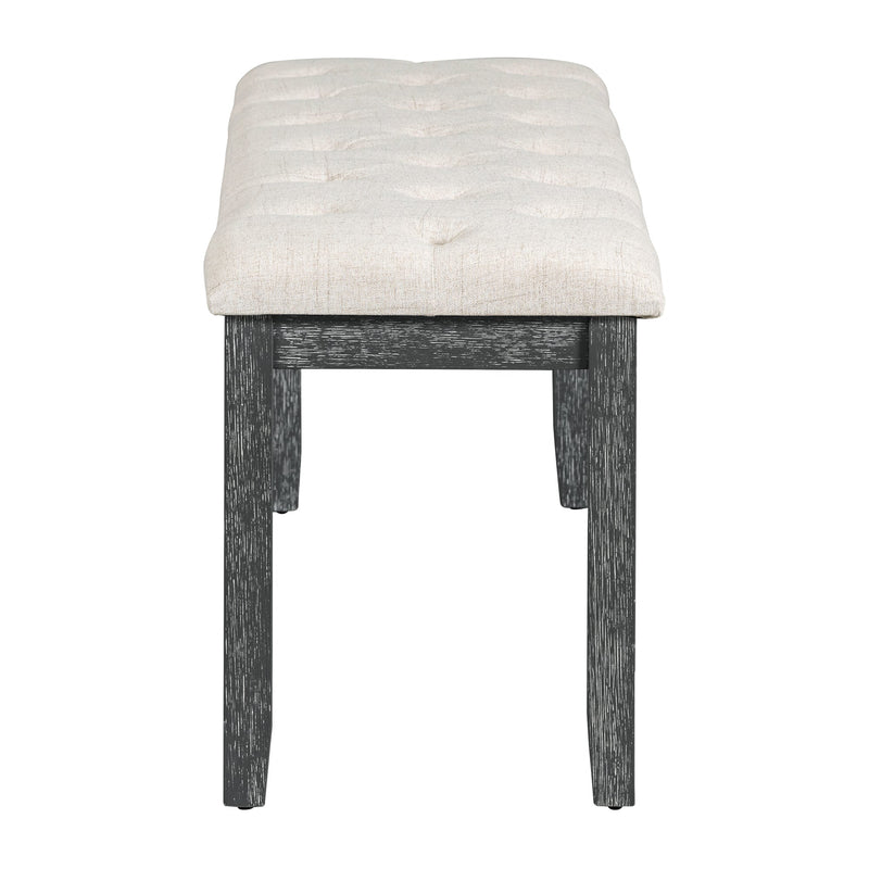 6-Piece Retro Rectangular Dining Table Set, Table with Unique Legs and 4 Upholstered Chairs & 1 Bench for Dining Room and Kitchen (Gray Wash)